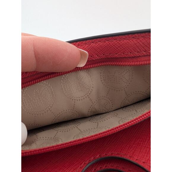 Michael Kors Large Salmon Pink Orange Wallet Clutch Crossbody Bag Purse No Chain - Picture 5 of 5